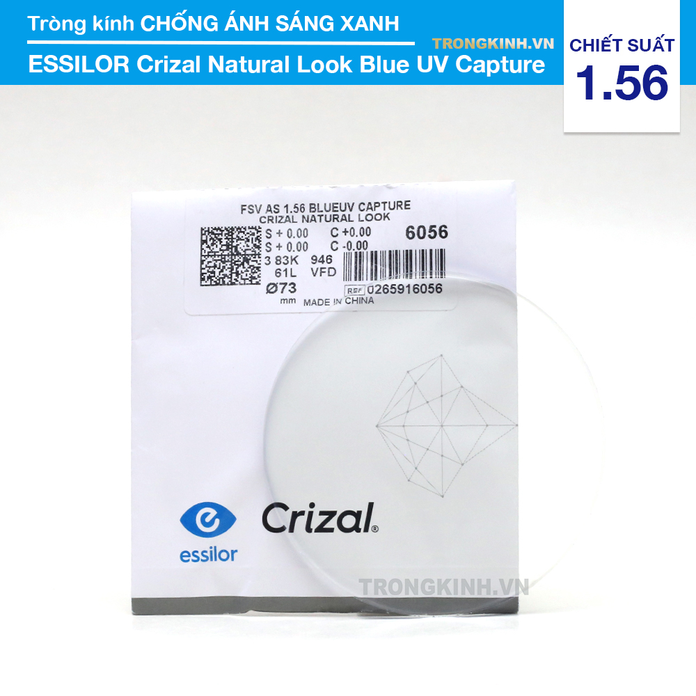 Tròng kính Essilor CrizalNaturalLookBlueUVCapture 1.56