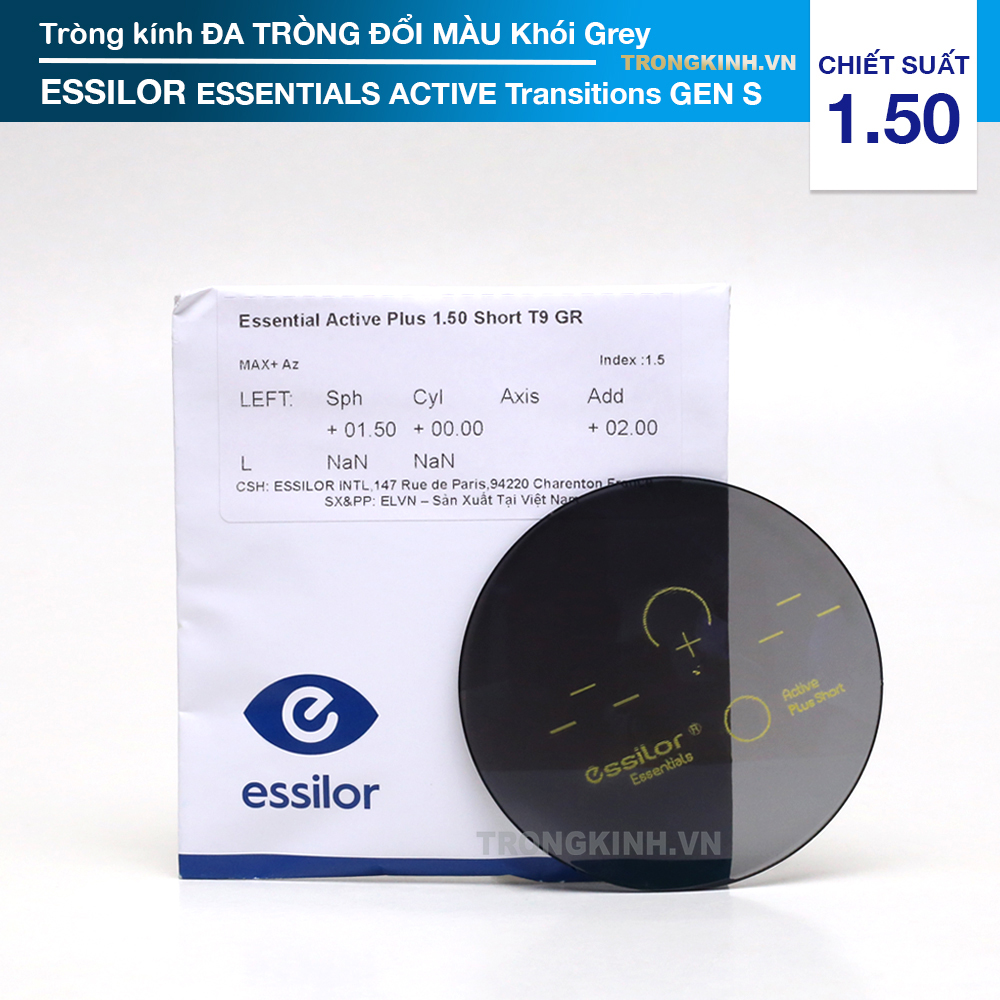 Tròng kính Essilor EssilorEssentialsActiveTransitionsGenSGrey 1.50