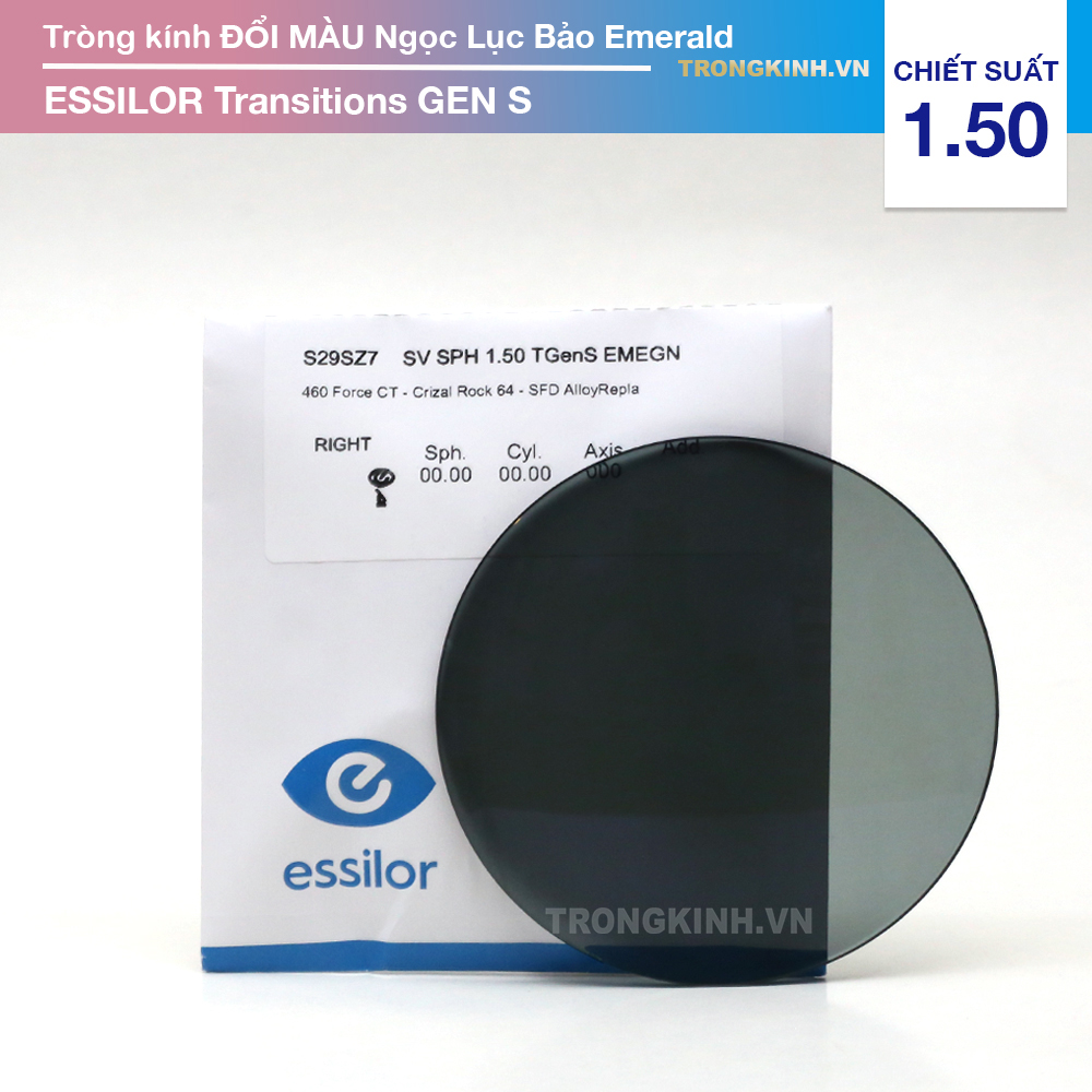 Tròng kính Essilor TransitionsGenSEmerald 1.50