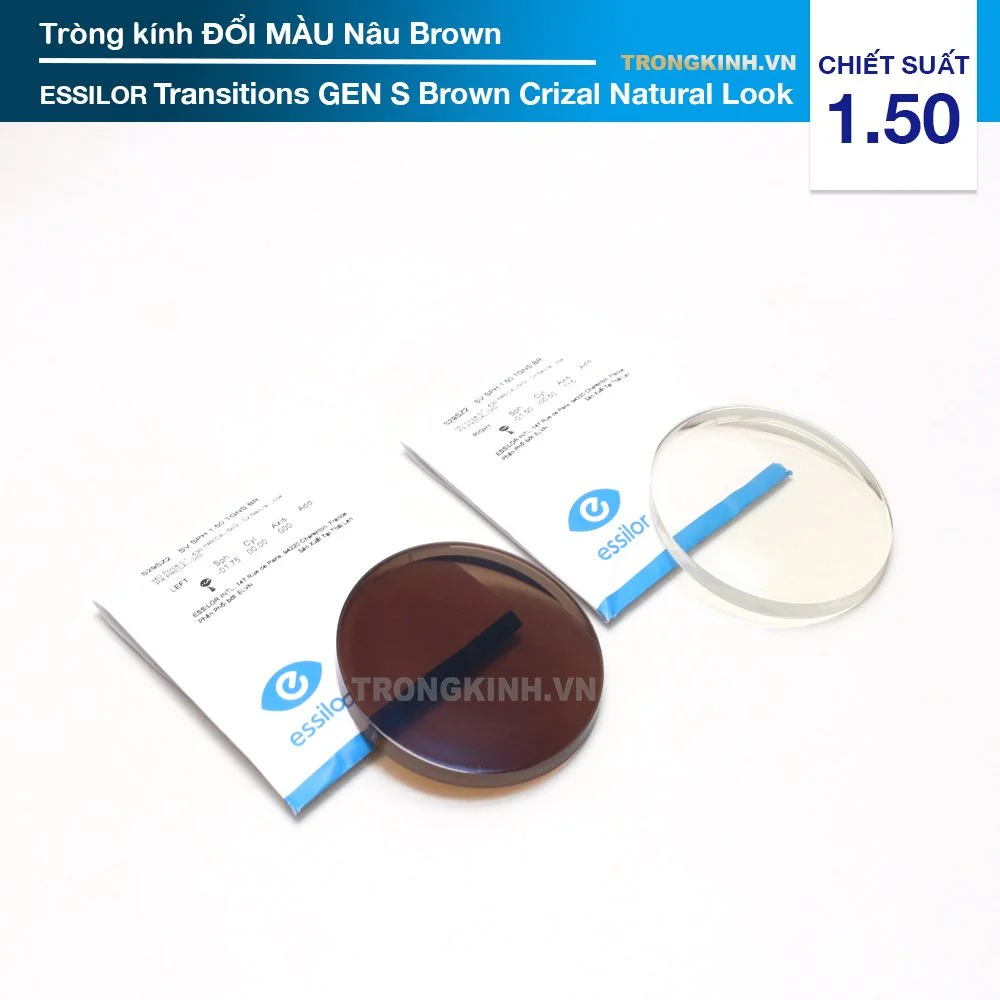 Tròng kính Đổi màu nâu Essilor Transitions Gen S Crizal Natural Look
