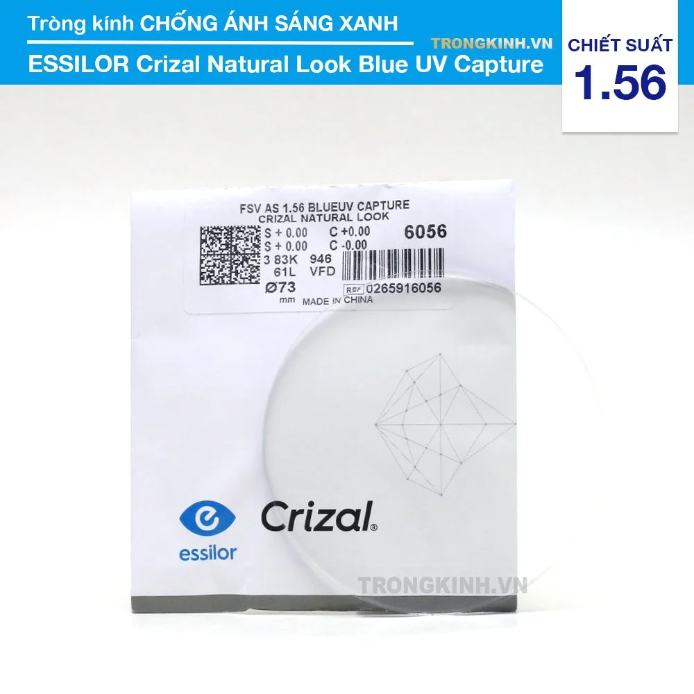 Tròng kính Essilor Crizal Natural Look BlueUV Capture 1.56