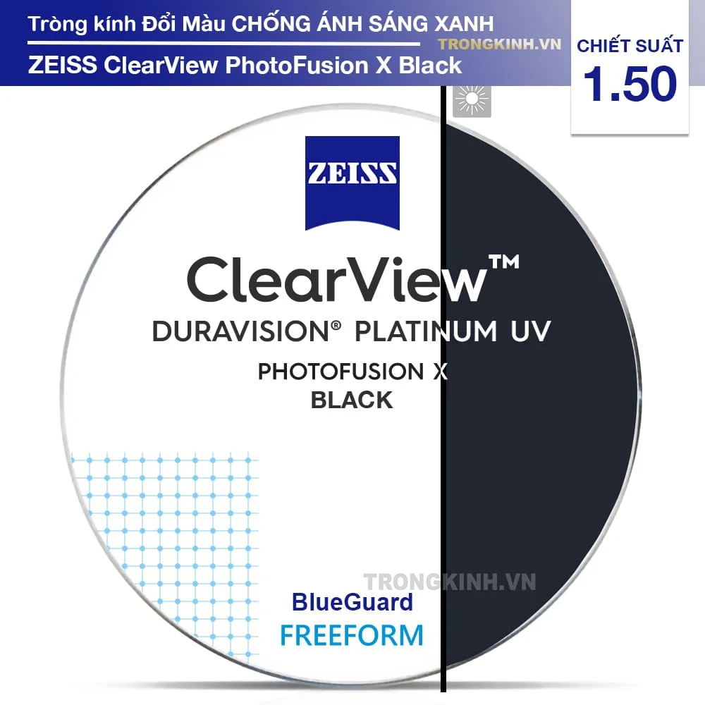 Tròng kính đổi màu đen Zeiss PhotoFusion X Black