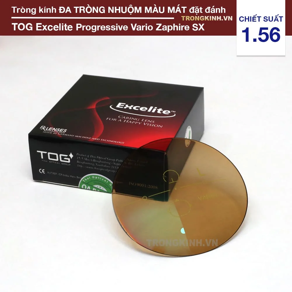 Tròng kính Đa Tròng Nhuộm Màu Mát Excelite Progressive Vario Zaphire SX