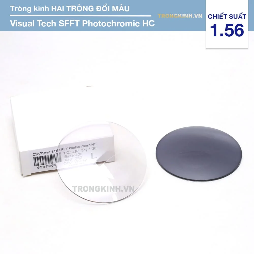 Tròng kính Hai Tròng Đổi Màu của Mỹ Visual Tech SFFT Photochromic HC