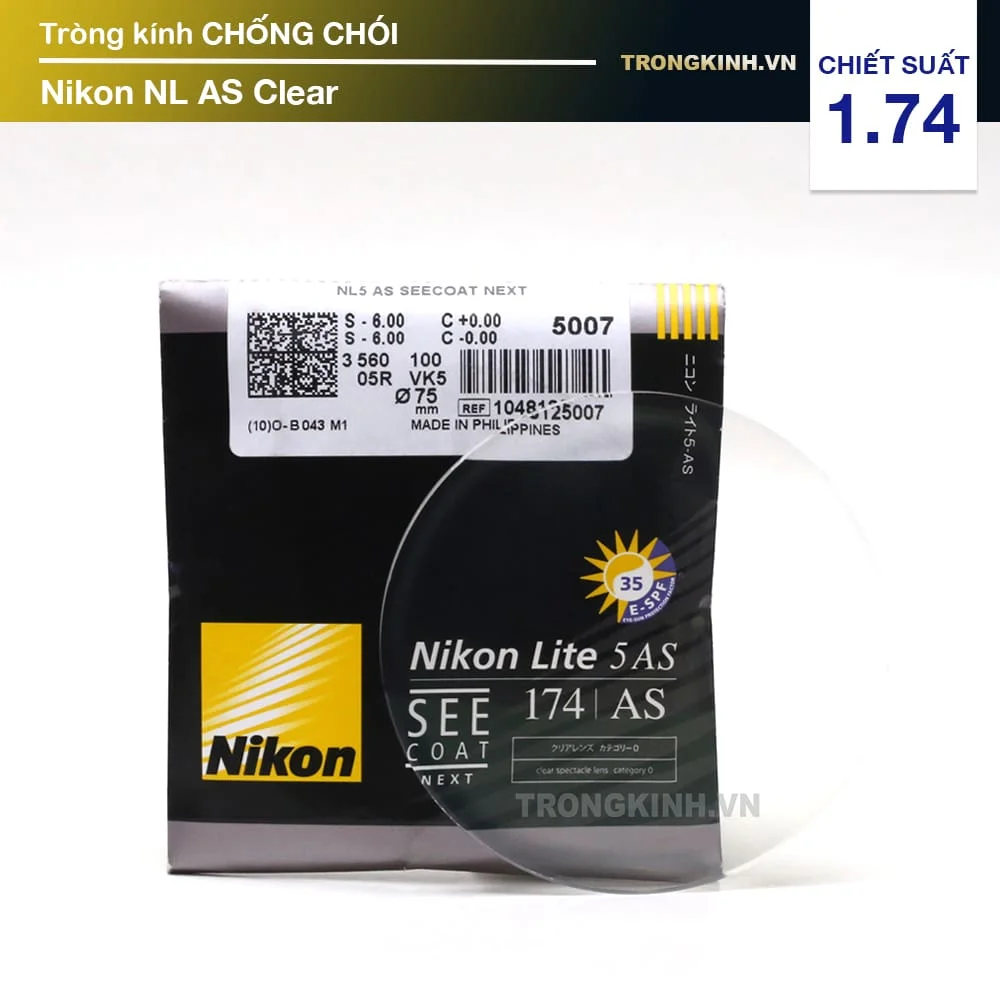 Tròng kính Siêu Mỏng nhất hiện nay Nikon NL AS Clear 1.74