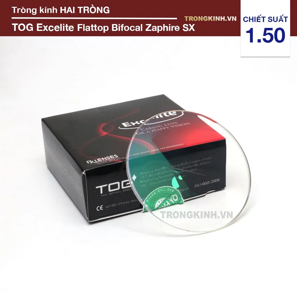 Tròng kính Hai Tròng chống Trầy xước Excelite Flattop Bifocal Zaphire SX 1.50