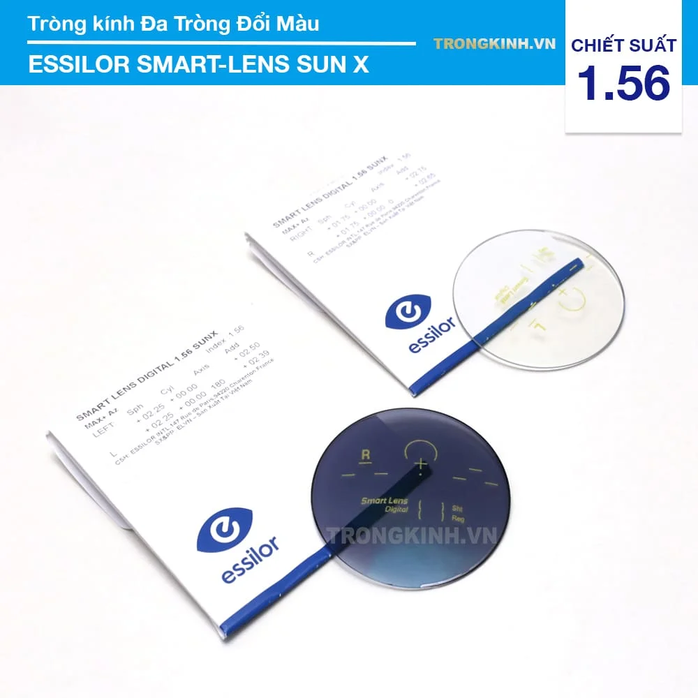 Tròng kính Đa Tròng Đổi Màu Giá Rẻ Essilor SMART-LENS SUN X