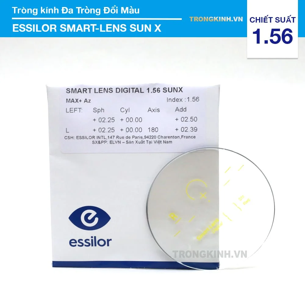 Tròng kính Đa Tròng Đổi Màu Giá Rẻ Essilor SMART-LENS SUN X