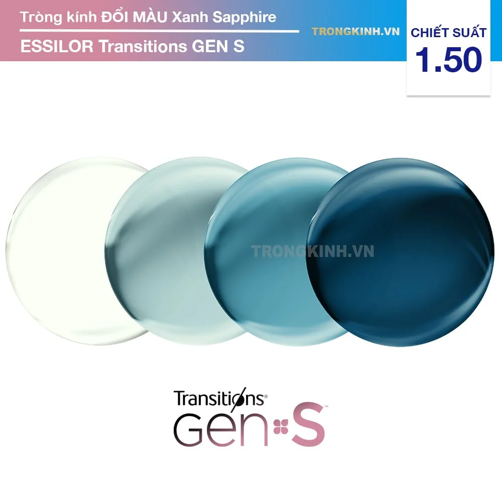 Tròng kính Đổi Màu Xanh Biển Essilor Transitions Gen S Sapphire
