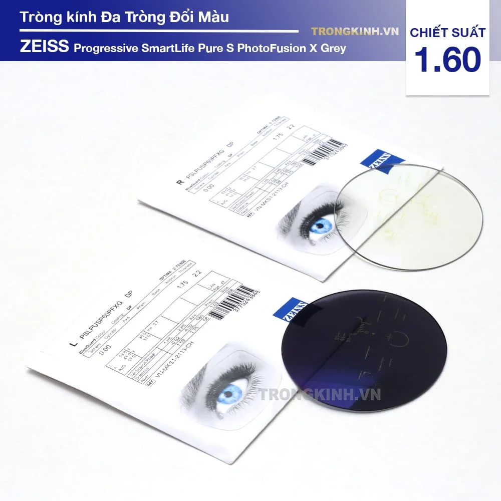 Tròng kính Đa Tròng Đổi Màu ZEISS SmartLife Pure PhotoFusion X Grey