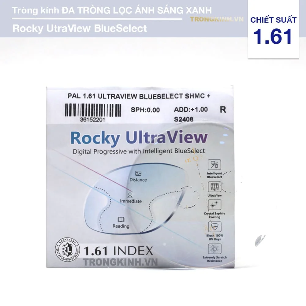 Tròng kính Đa Tròng Rocky UltraView Tầm Nhìn Rộng Lọc Ánh Sáng Xanh