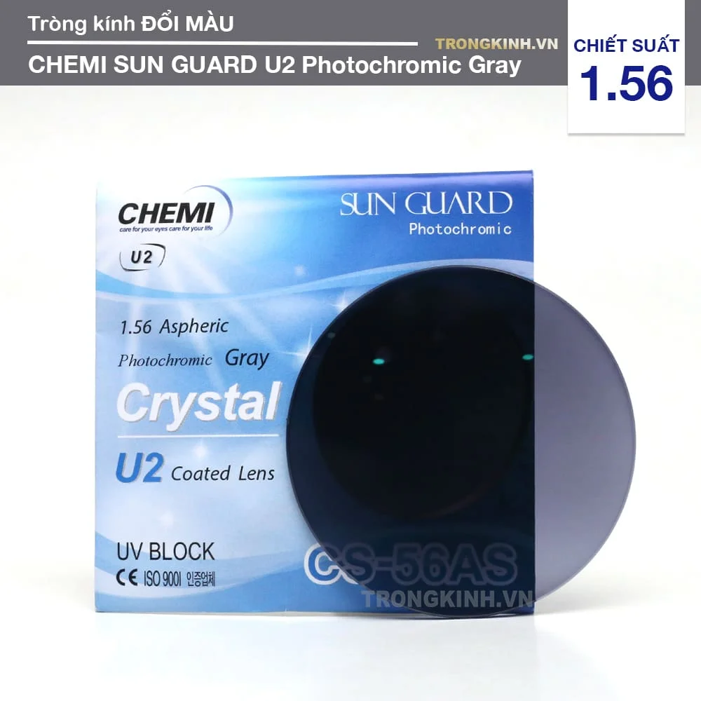 Tròng kính Đổi Màu Chemi Sun Guard U2 Photochromic Gray 1.56ASP