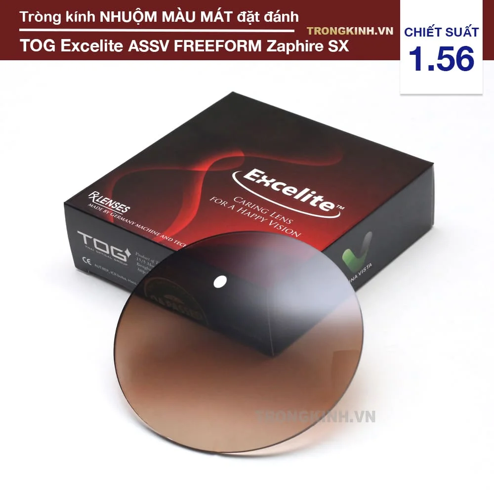 Tròng kính Nhuộm Màu Mát Excelite ASSV FREEFORM Zaphire SX
