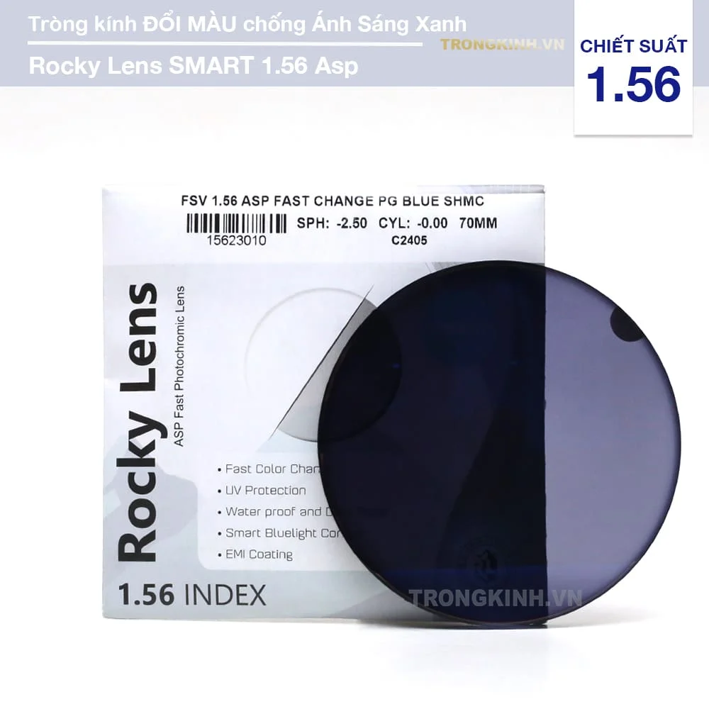 Tròng kính Đổi Màu Rocky SMART 1.56 Asp