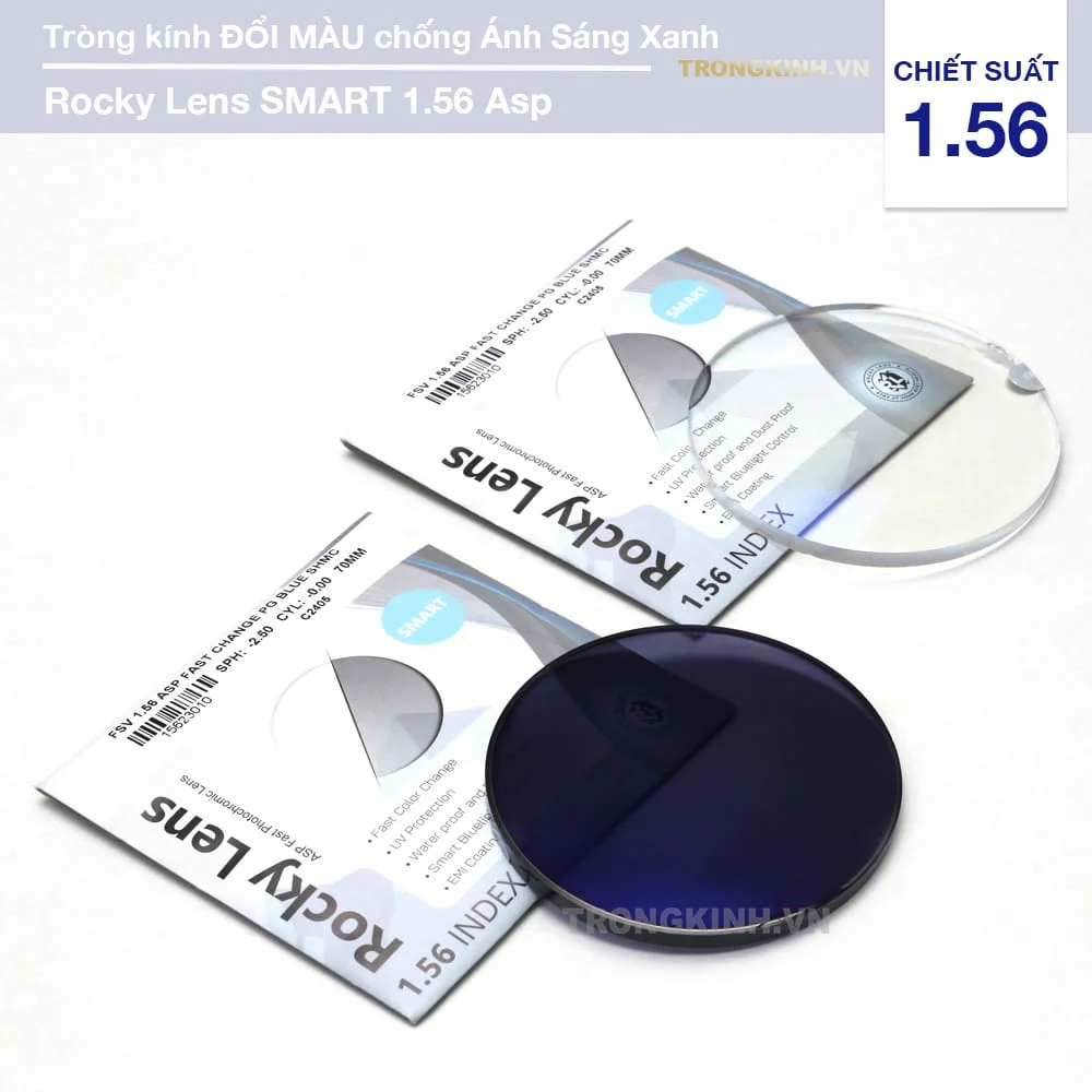 Tròng kính Đổi Màu Rocky SMART 1.56 Asp