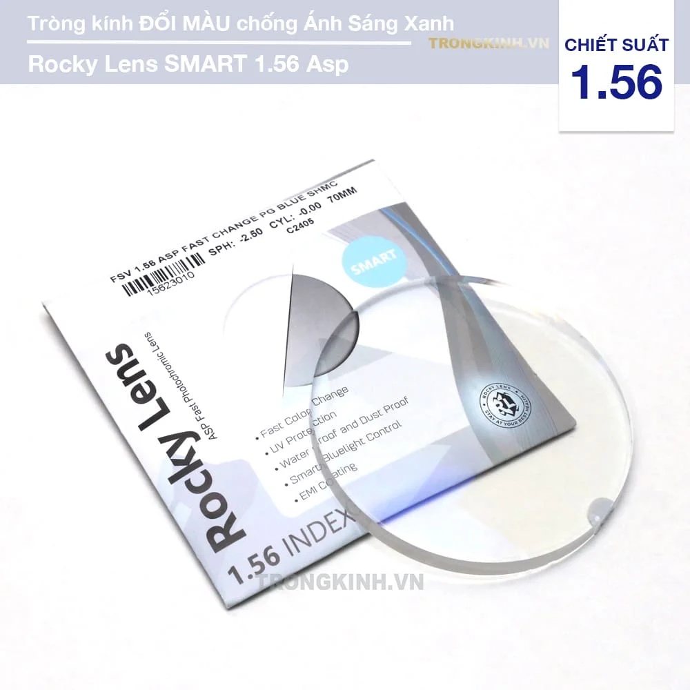 Tròng kính Đổi Màu Rocky SMART 1.56 Asp