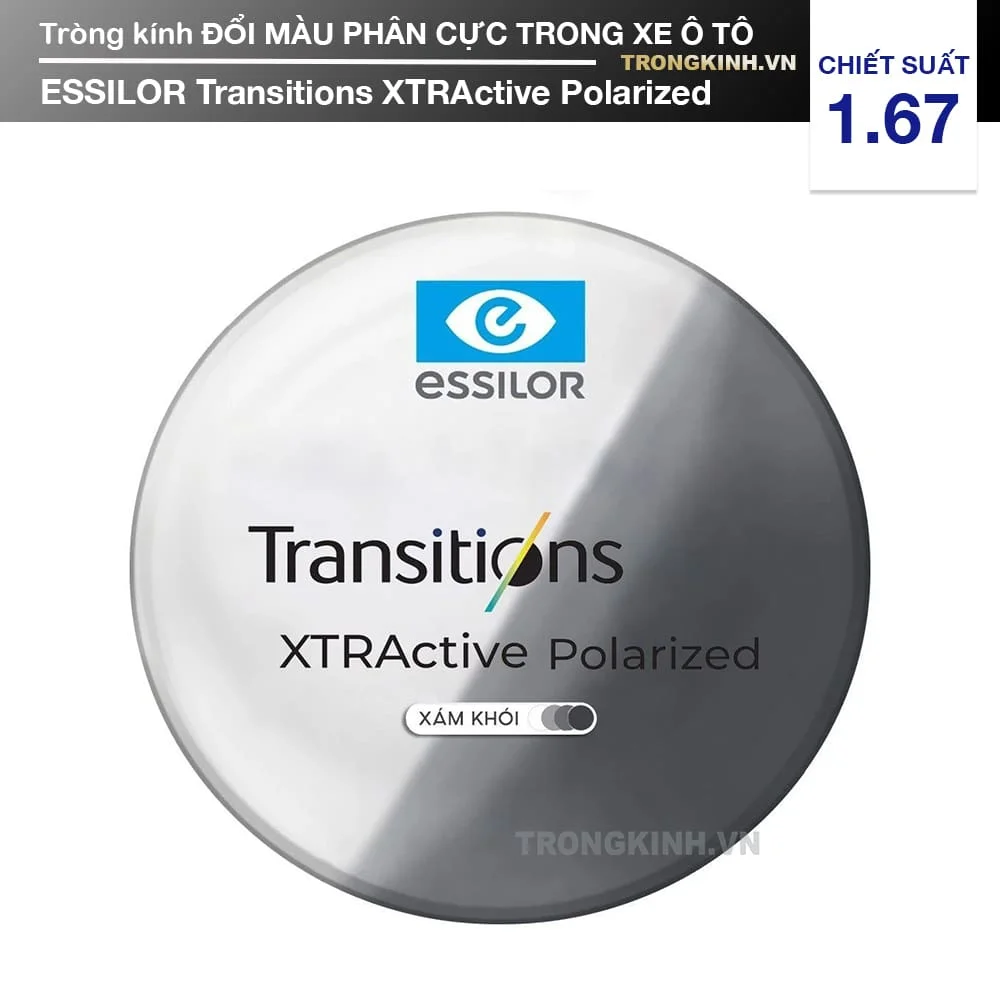 Tròng kính Đổi Màu Phân Cực Essilor Transitions XTRActive Polarized 1.67