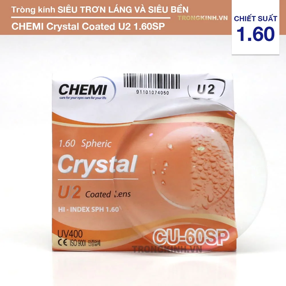 Tròng kính mỏng Chống Chói Chemi Crytal Coated U2 1.60