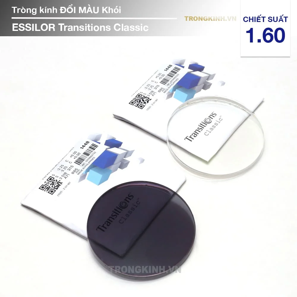 Tròng kính mỏng Đổi Màu Khói Essilor Transitions Classic 1.60