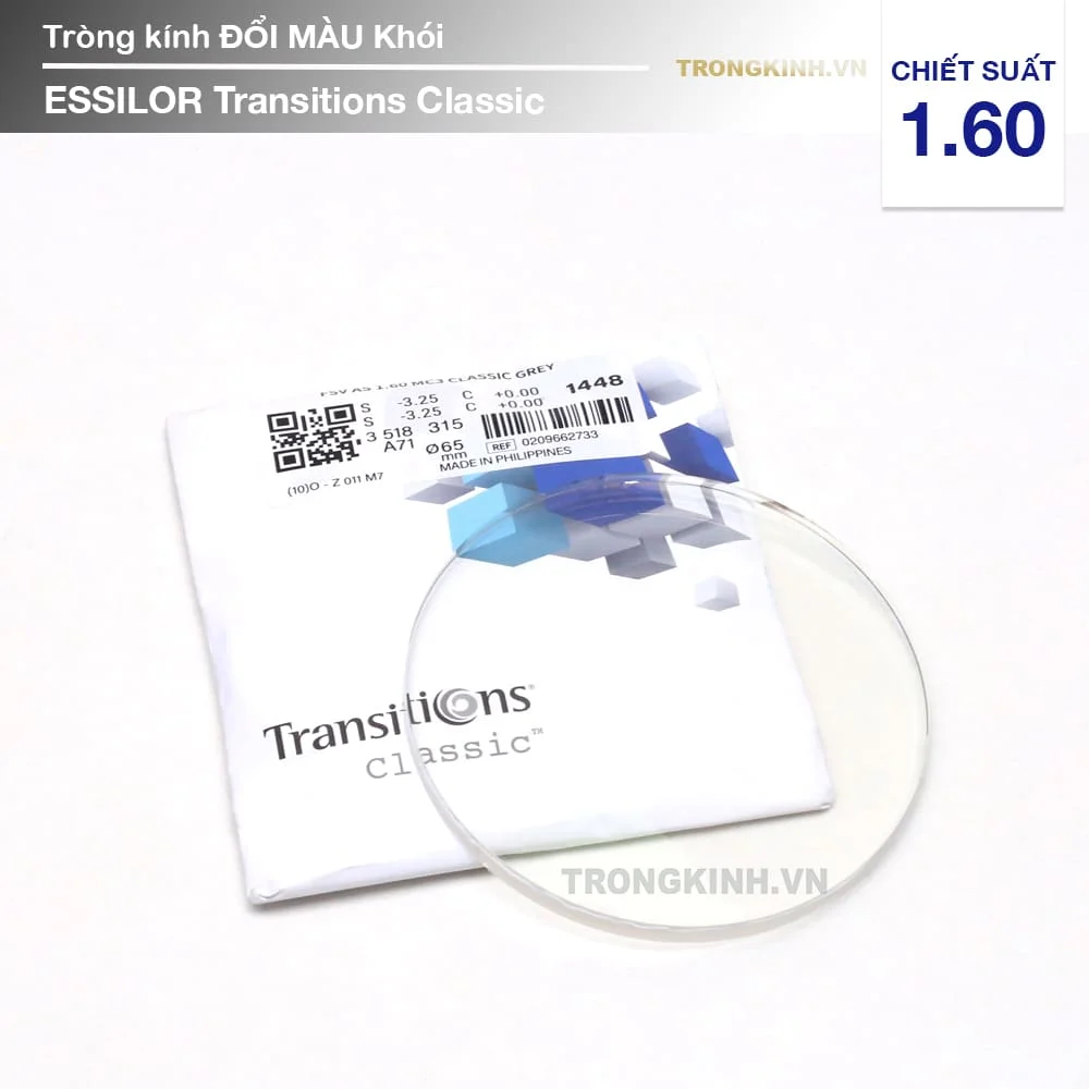 Tròng kính mỏng Đổi Màu Khói Essilor Transitions Classic 1.60