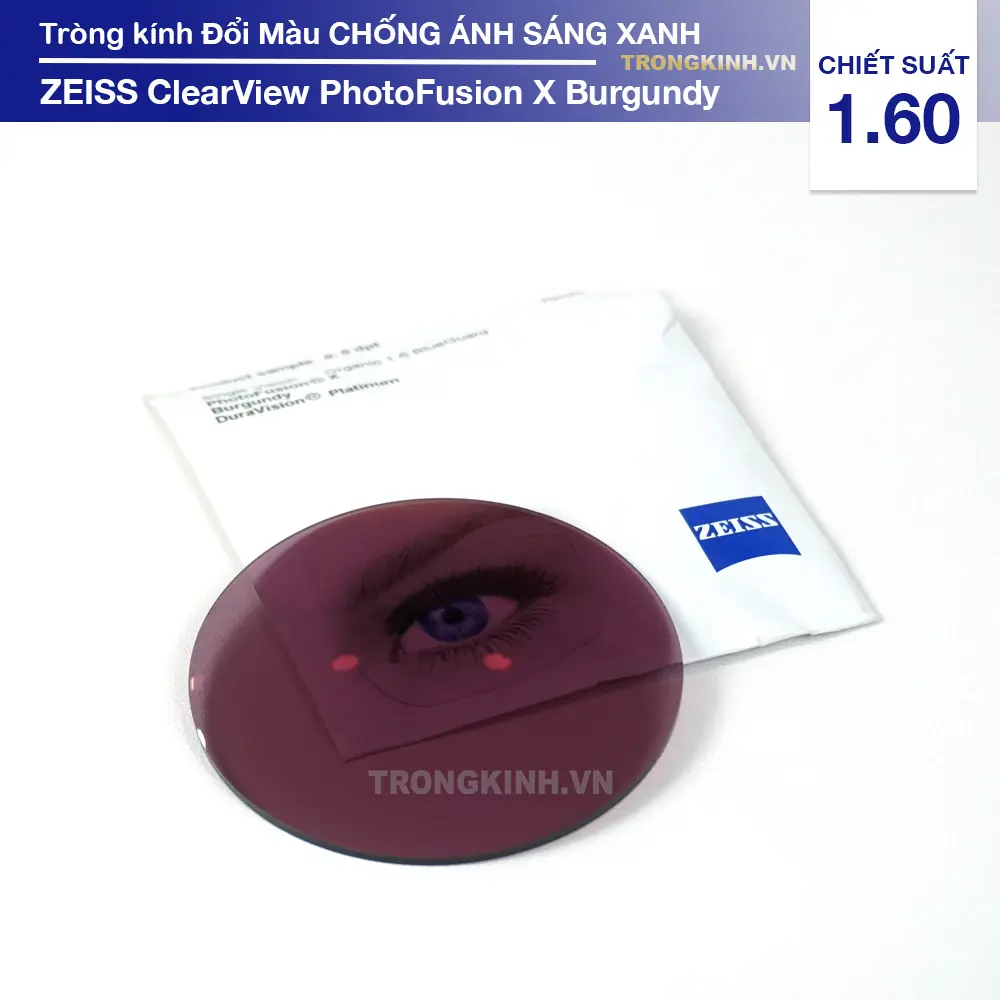 Tròng kính Zeiss PhotoFusion X Burgundy 1.60 - Đổi màu đỏ Burgundy